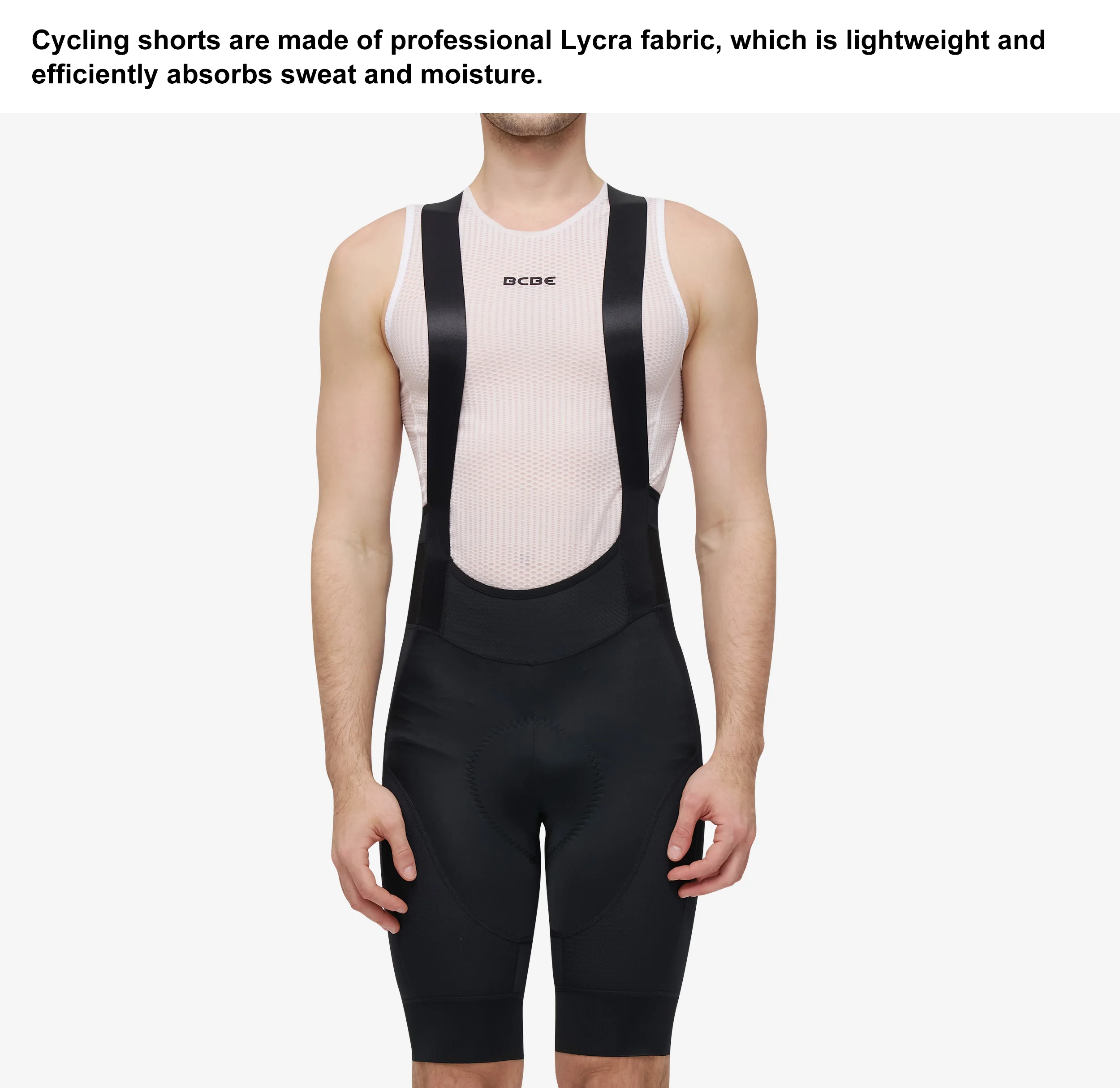 BCBE-ING Herren Radsport-Trägerhose Pro 7Hours Italy mit Elastic Interface Polsterung, MTB- und Rennrad-Trägerhose, Fahrradhose – Detail 3