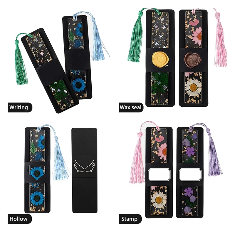 Resina Bookmark Holder Sleeves para Bookmark Embrulho, 5.9X1.8 polegadas, Kraft, 50 PCs