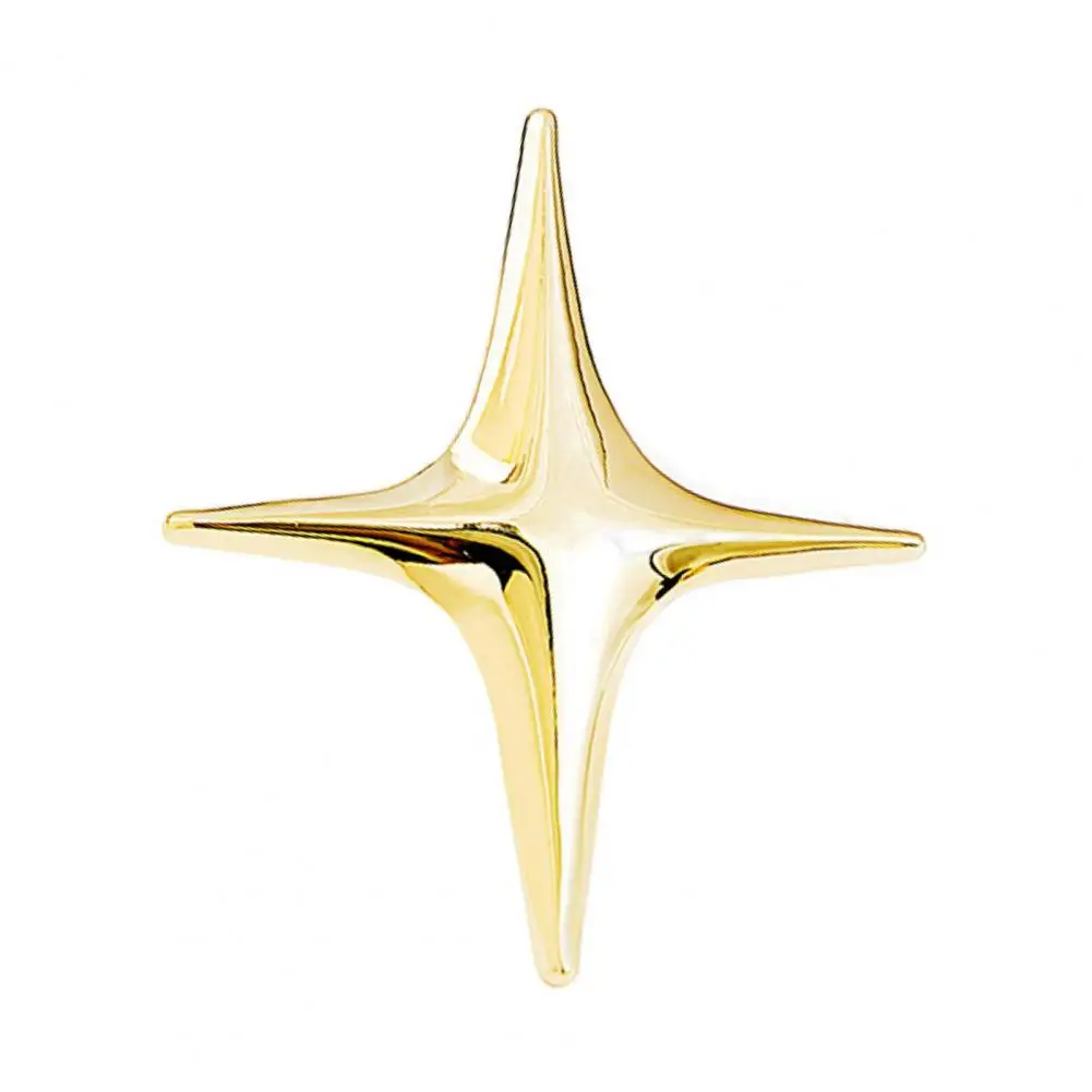 Luxury Metal Star Brooch Elegant Golden Silver Color Clothing Accessories Women Business Suit Lapel Pin