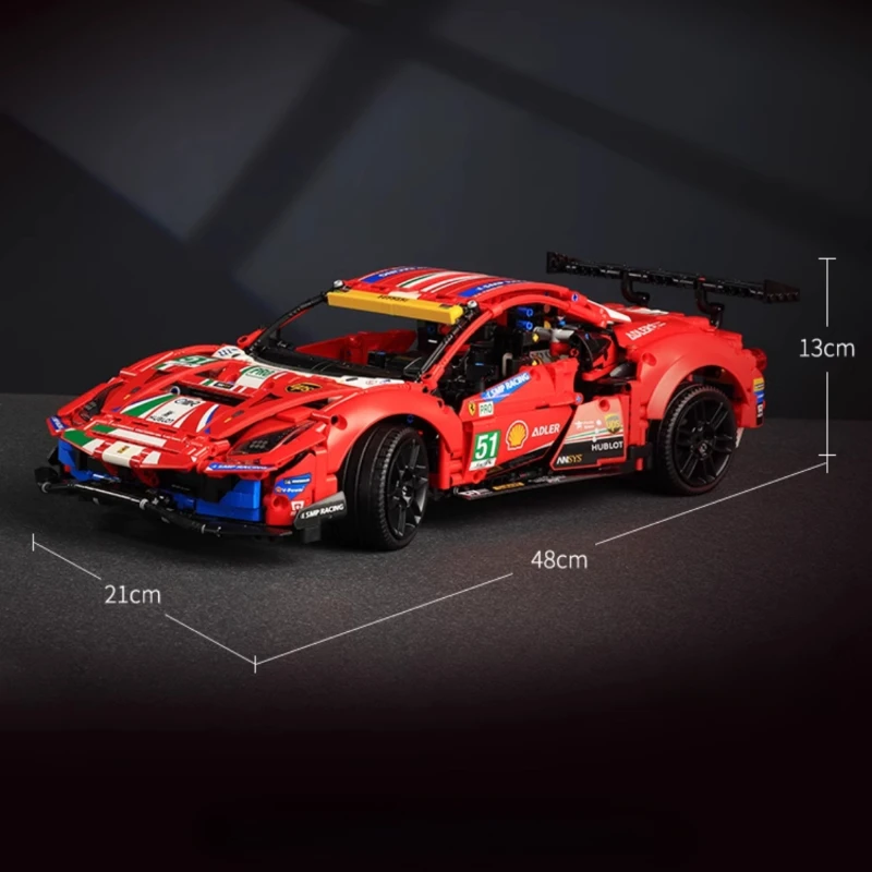 Technical Ferrari 488 GTE Building Blocks Performance Supercar Assembled Model Car Toy Kids for Christmas And Birthday Gifts