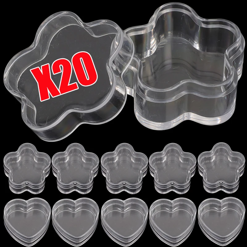 Heart Transparent Plastic Jewelry Bead Storage Boxes Set Star Heart Container Jars Make Up Organizer Bead Gems Case Bottle