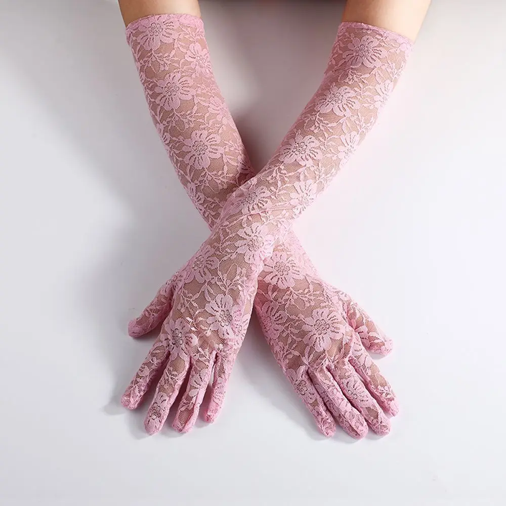 

Retro Sunscreen Cycling Flower Party Wedding Long Mittens Arm Warmers Lace Gloves Women's Gloves