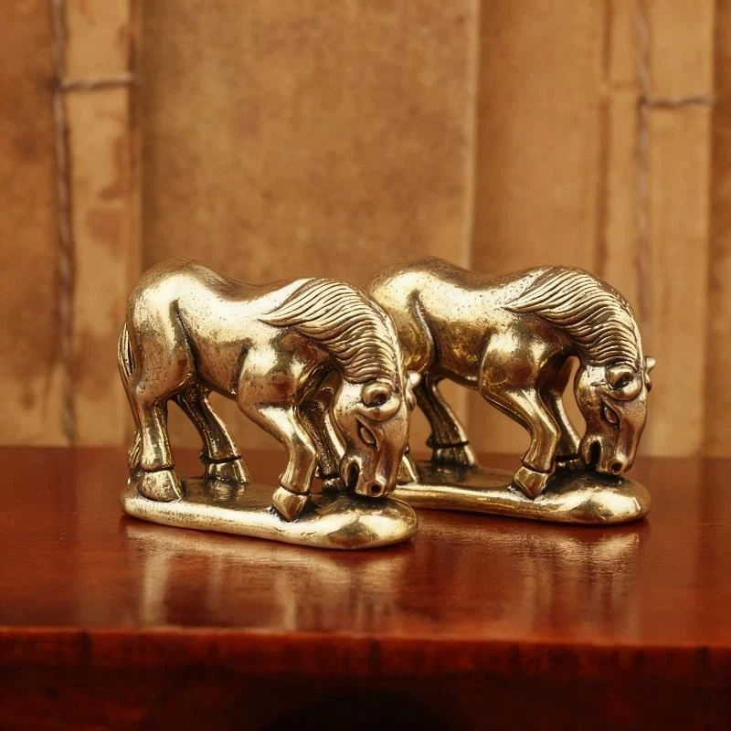 New 1Pcs Child Riding Home Office Desktop Decoration 2026 Year Of Horse Brass Feng Shui Horse Figurines Miniatures Gift