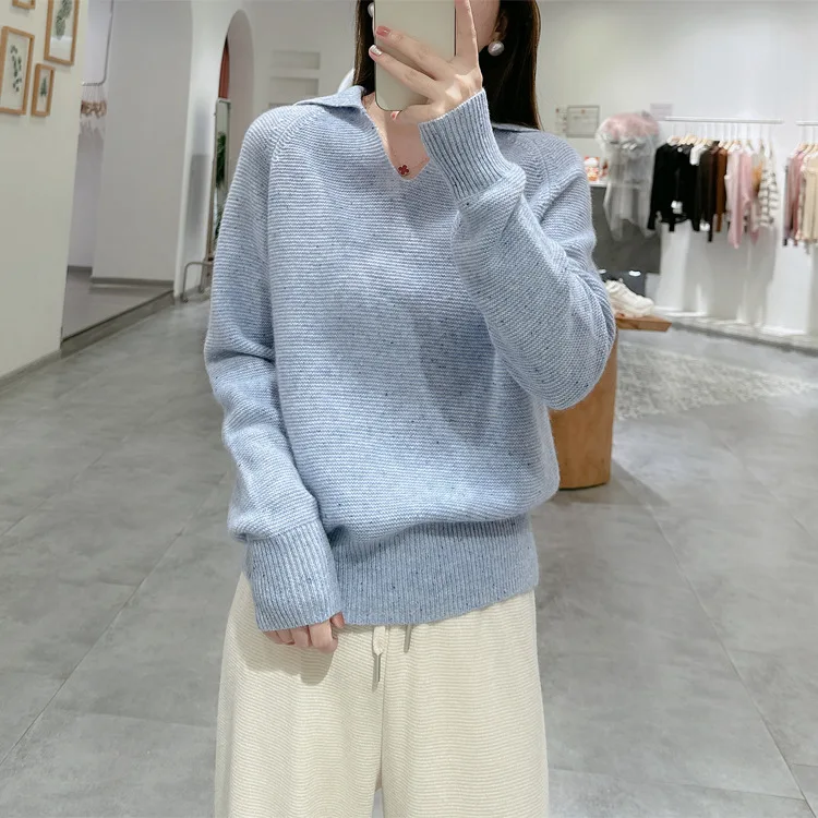 BirdTree,100%Pure Cashmere Elegant Sweater, Women V Neck Long Sleeve Thicken, Casual Versatile Sweater, Fall Winter New T48146QM