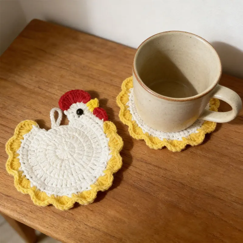 2 Stück lustige Tier-Untersetzer, handgefertigt aus Garn, zum Häkeln, als Dekoration für Kaffeetassen, Geschenkidee, Isolierpads, für Kaffeetassen, Teetassen, Küchendekoration. – Detail 10
