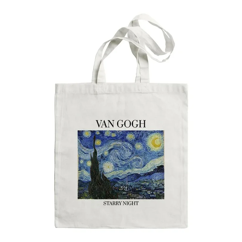 

Van Gogh Oil-painting Canvas Tote Bag Large Capacity Shopping Bag Portable Women Shoulder Bags Fashion Girl Handbag Reusable