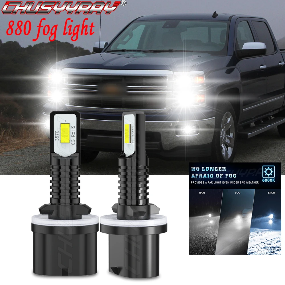 CHUSYYRAY 2x 880 Led Fog light Compatible For Chevy Silverado 1500 HD 2001 2002 Bulbs 892 893 899 890 Replacement Bulbs luzes