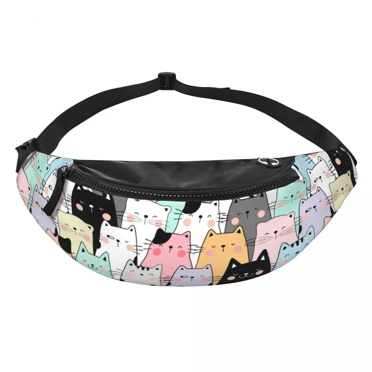 Moda kolorowe koty Kitten piterek do podróży piesze wycieczki mężczyźni kobiety Cartoon Pet Crossbody saszetka na talię etui na pieniądze na telefon