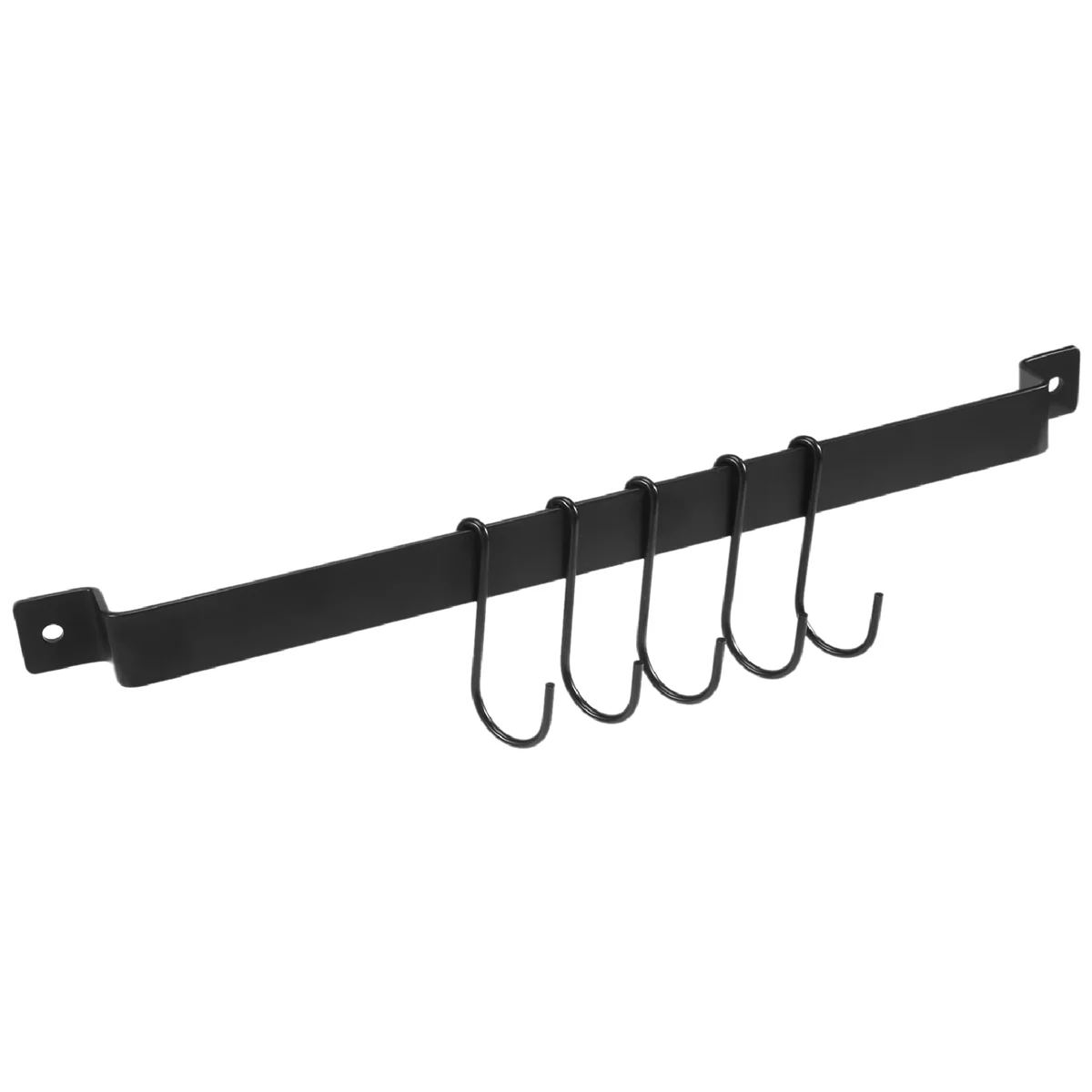 Wall Mount Pot Rack,435mm Industrial Hanging Rail Kitchen Utensils Hanger Organiser,Lid Holder,with 10x S Hooks,Black