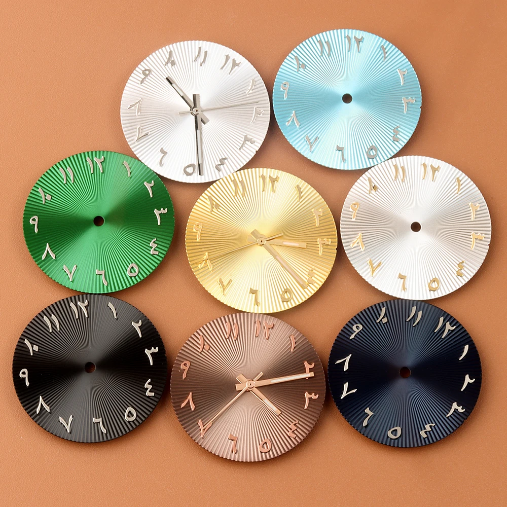 

NH35 28.5MM Blue/pink/yellow Watch Dial and Hands Watch Replacement Parts Fit NH35 NH36 movement Stainless Steel Watch Dial