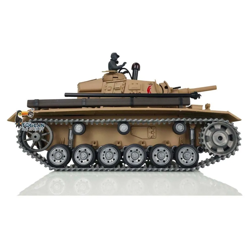 Heng Long 1/16 Scale 7.0 Verbesserter deutscher Panzer III H RTR RC Kampfpanzer 3849 Metallketten Funksteuerung Panzer Auto Geschenk TH17366