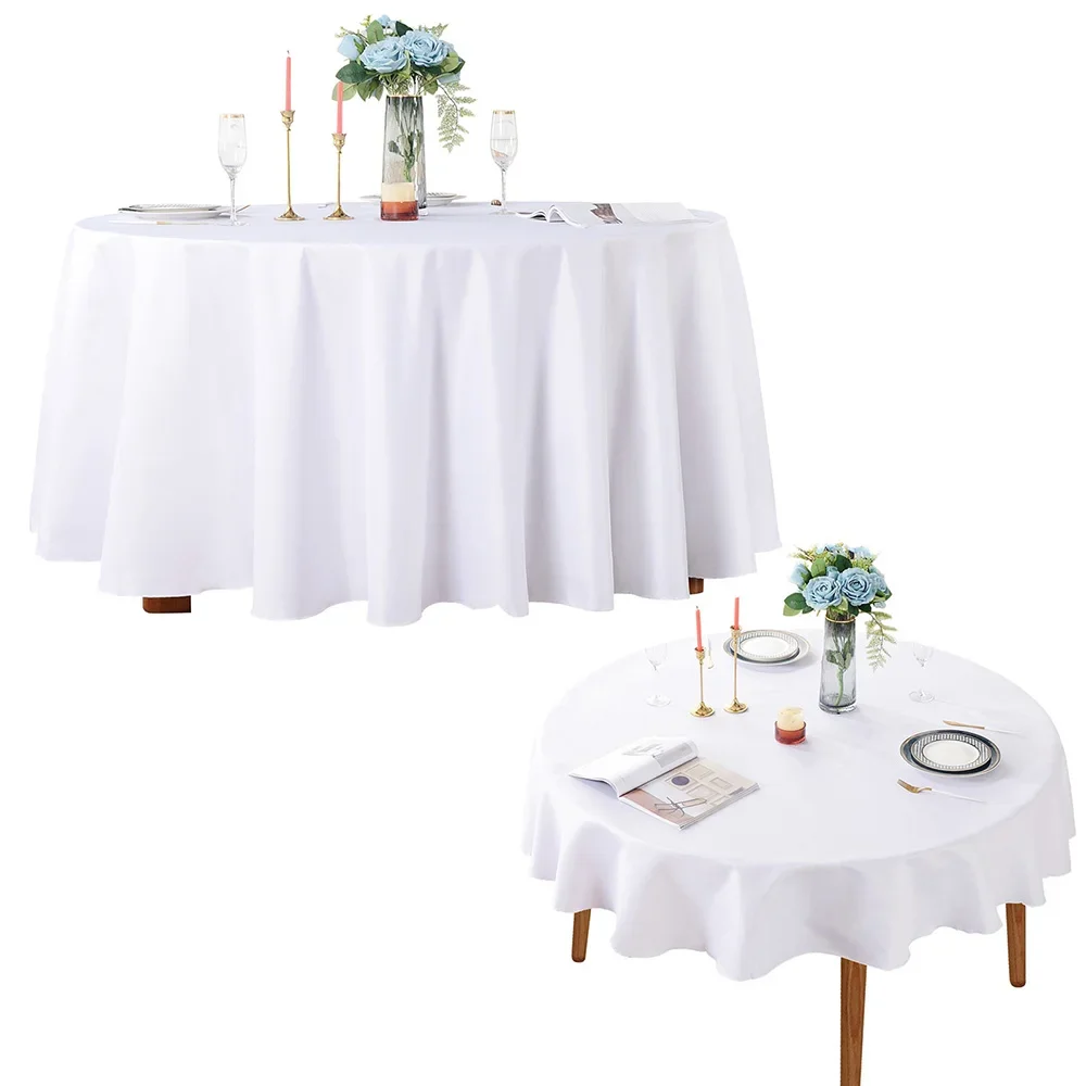 145-335cm Round Satin Tablecloths White Table Cover Silk Table Cloth Smooth Fabric for Wedding Banquet Dinner Table Decoration