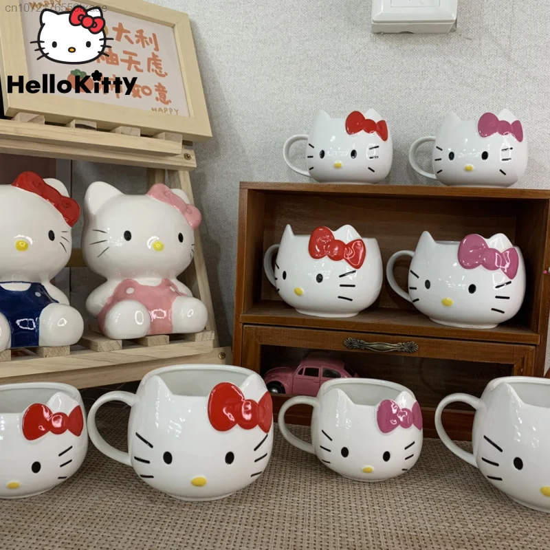 Sanrio Hello Kitty Mug Catoon Cute Aesthetic Ceramic Tableware Cups Milk Cup Coffee Cup Gift Kitchen Accessrioes With Handle Cup