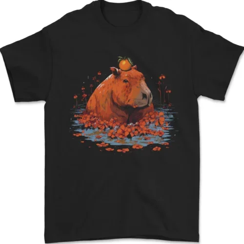 

Orange Capybara Mens T-Shirt 100% Cotton