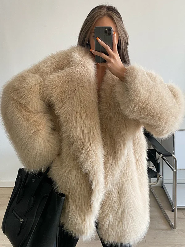 

Женское свободное пальто средней длины из искусственного меха с воротником-стойкой, осенне-зимняя модная верхняя одежда, пальто из искусственной кожи, европейское Sle