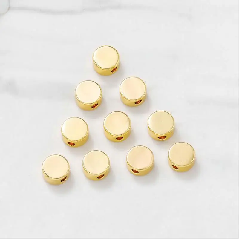 10PCS 5x3MM 14K Reales Gold Überzogene Messing Runde Wohnung Spacer Perlen Armband Perlen Hohe Qualität diy Schmuck Zubehör