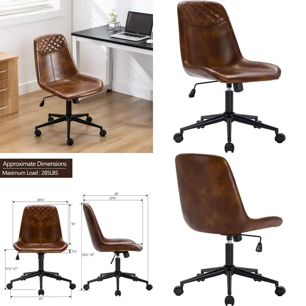 

Современное вращающееся кресло из искусственной кожи для офиса и компьютерной работы насыщенного коричневого цвета.