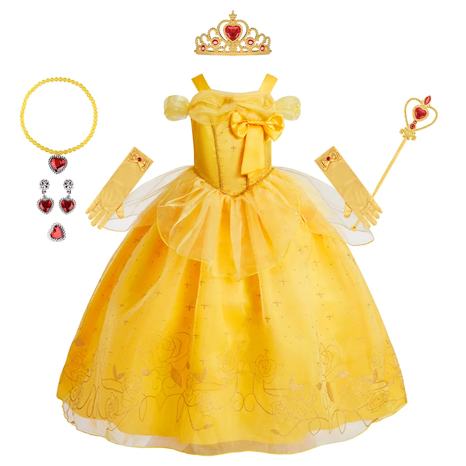 

Kids Bell Gown Little Girls Beauty and the Beast Carnival Fancy Clothes Children Birthday Costume Kids Party Cosplay Dresses