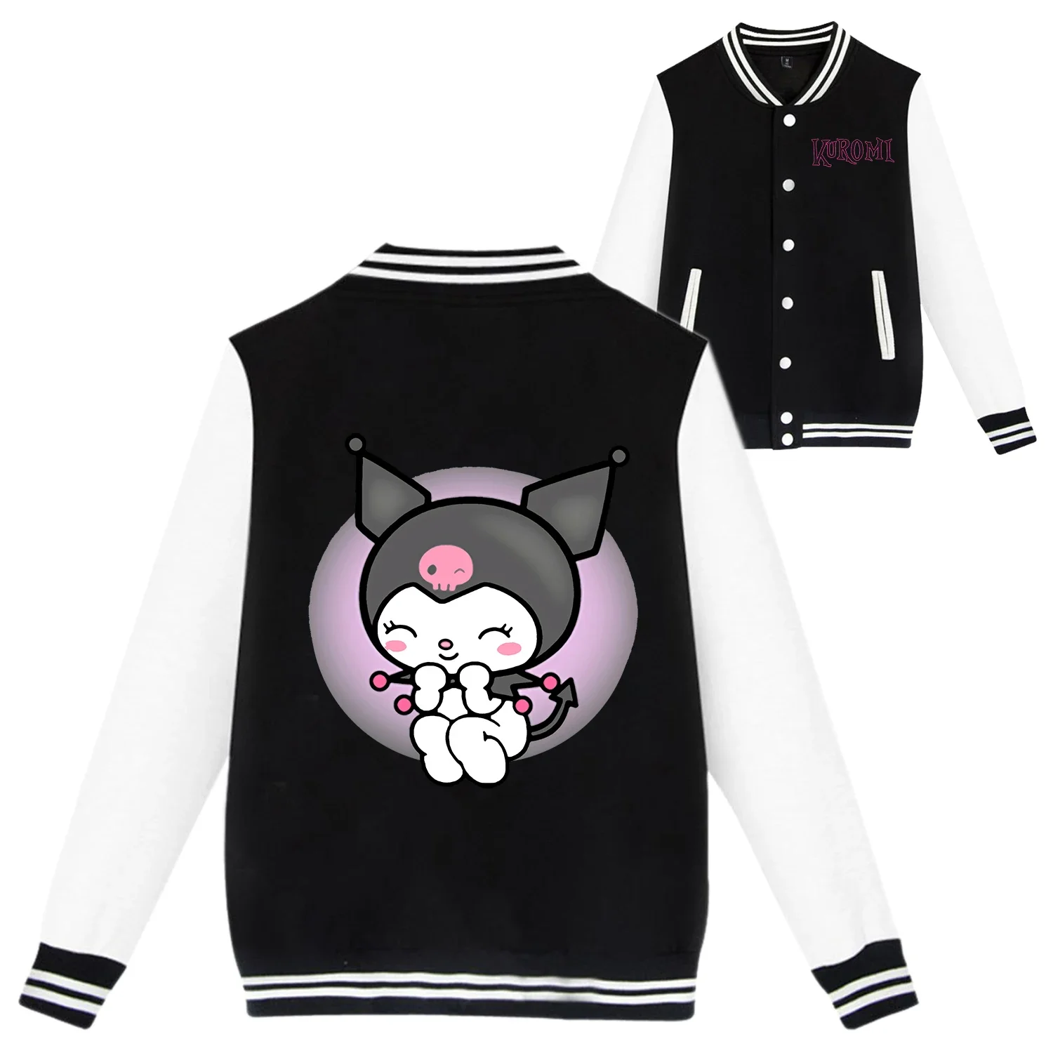 Sanrio Kuromi Baseball Uniform New Kawaii Anime Coat Cute Cartoon Top for Children Clothes Costume Fashion Girls Coats Kids Gift