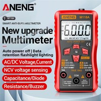 ANENG M118A Digital Mini Multimeter Tester Auto Mmultimetro True Rms Tranistor Meter with NCV Data Hold 6000counts Flashlight