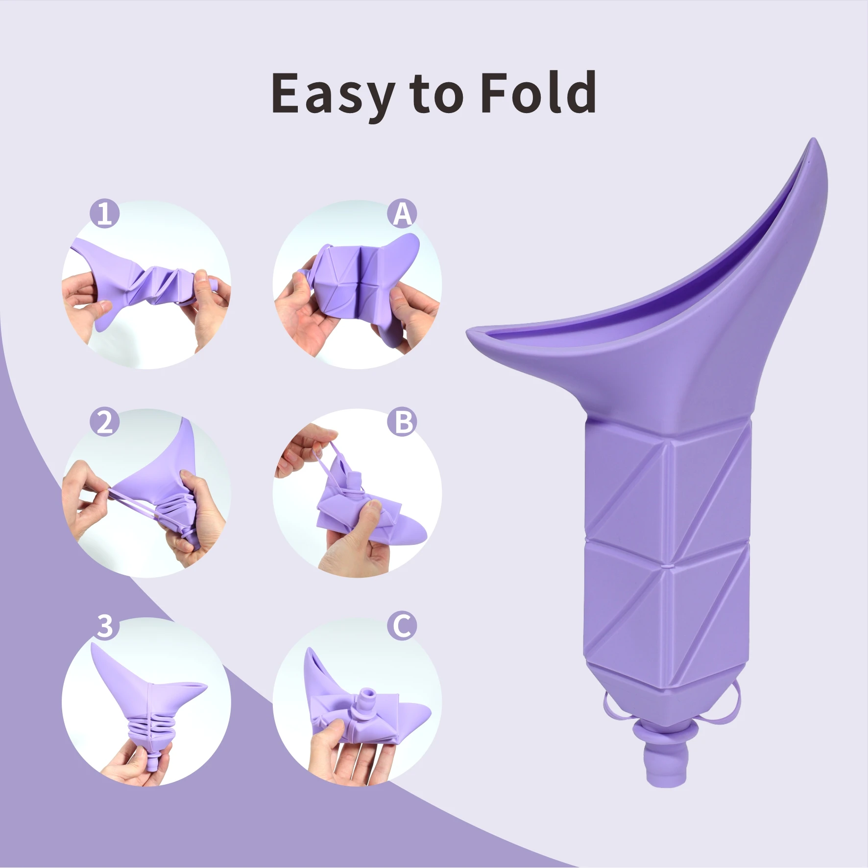 Urination Device, Foldable Female Urinal, Reusable Women Pee Funnel Allows Women to Pee Standing Up,Silicone Portable Pee Funnel - view 5