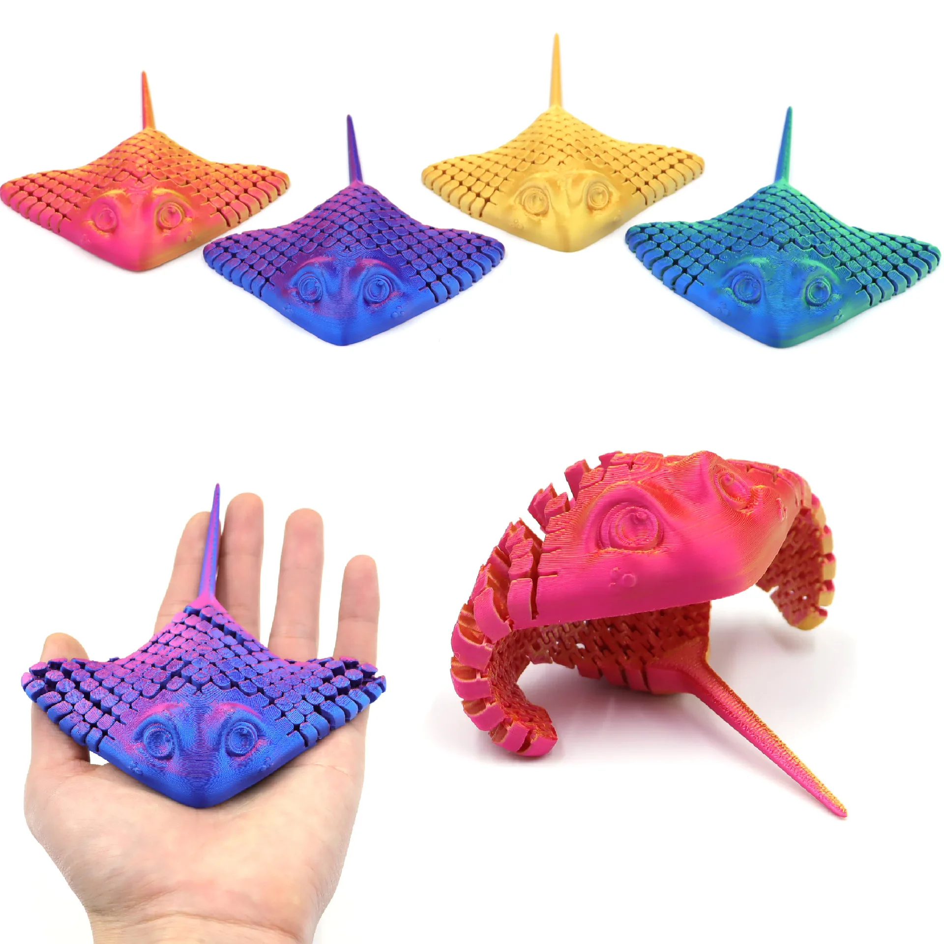 3D Printed Aquatic Animal -Bionic Manta Ray Stingray Toy Relief Desktop Decoration Flexible Sea Creature Toy,Gifts For Everyone