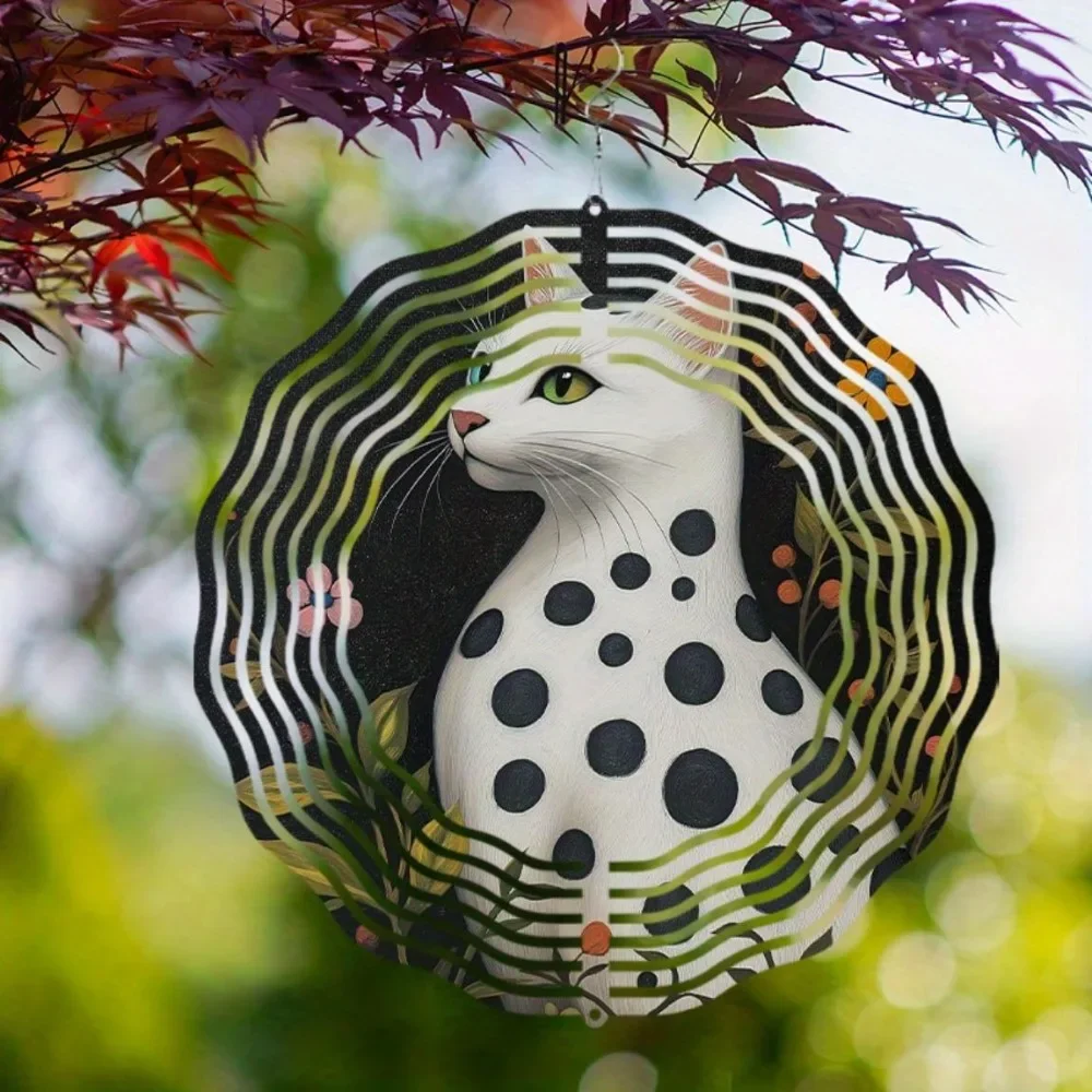 CIFBUY Wind Chimes 360 Rotating Garden Spinner Cat Hanging Ornament Decor for Patio Balcony Yard Lawn Porch Backyard Outdoor