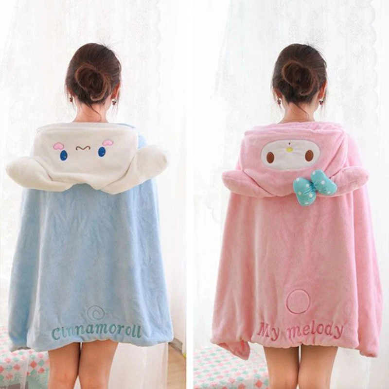 

Girly Heart Kuromi My Melody Anime Kawaii Sanrio Bath Towel Cute Cartoon Cinnamoroll Children Nap Cover Blanket Gifts for Girls