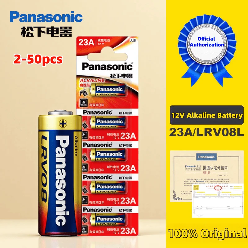 Batería Alcalina Panasonic 23A 12V A23S 23GA, 2-50 Piezas, para Timbre, Control Remoto, Juguete Eléctrico, Larga Duración y Resistente a Fugas
