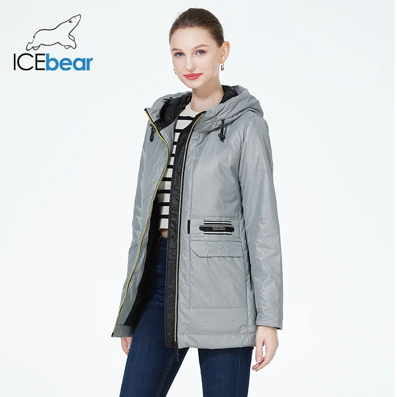 ICEbear-chaqueta con capucha para mujer, abrigo cálido a prueba de viento, ropa de otoño, nueva actriz, moda, GWC22088I, 2023