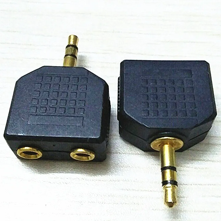 Enchufe estéreo chapado en oro de 10 piezas, adaptador de audio de 3,5mm, 1/2 a 2, enchufe 3,5 a 2 conectores hembra de 3,5 agujeros, componentes pasivos