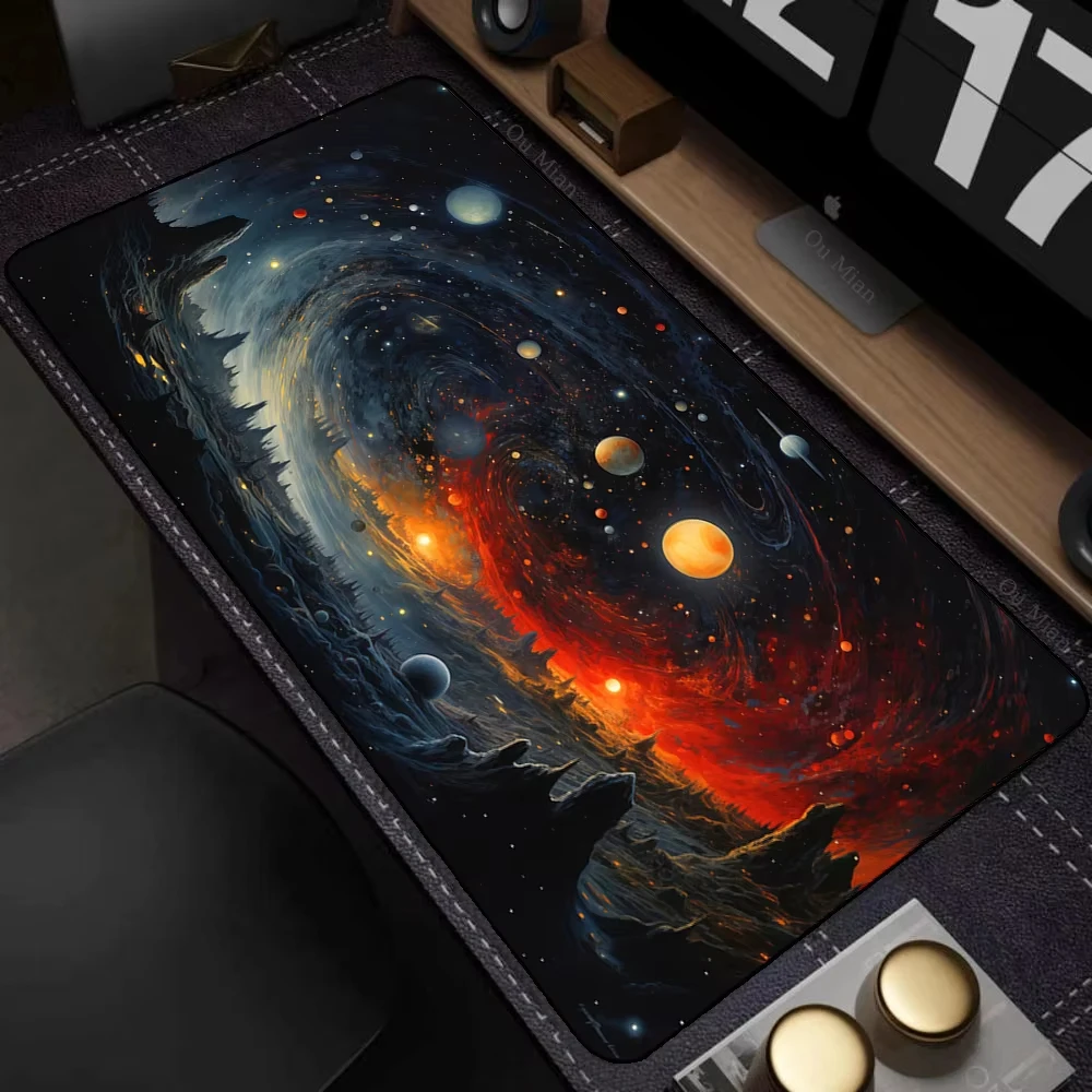 VIKAMA Galaxy Nebula Space Large Desk Mat, Non-slip Gaming Mouse Pad for Home Office Desk Decor