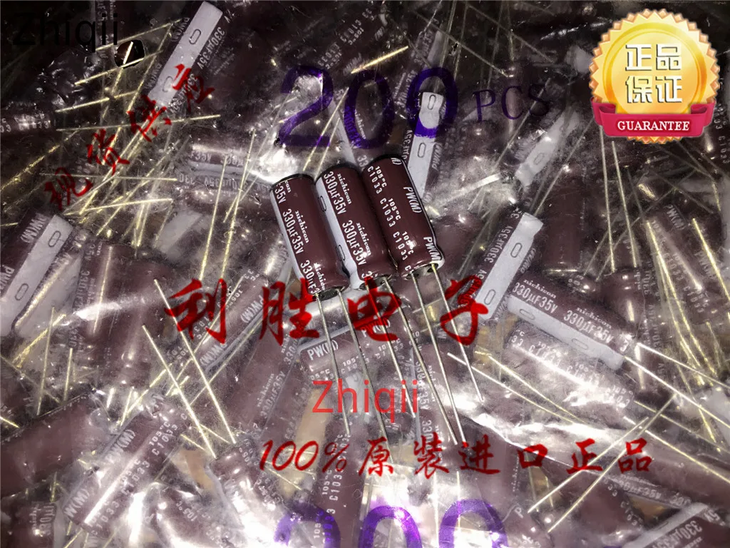 10pcs/20pcs Original new 330UF 35V Japan Nichicon capacitor 35V330UF 8*20 PW high frequency low resistance