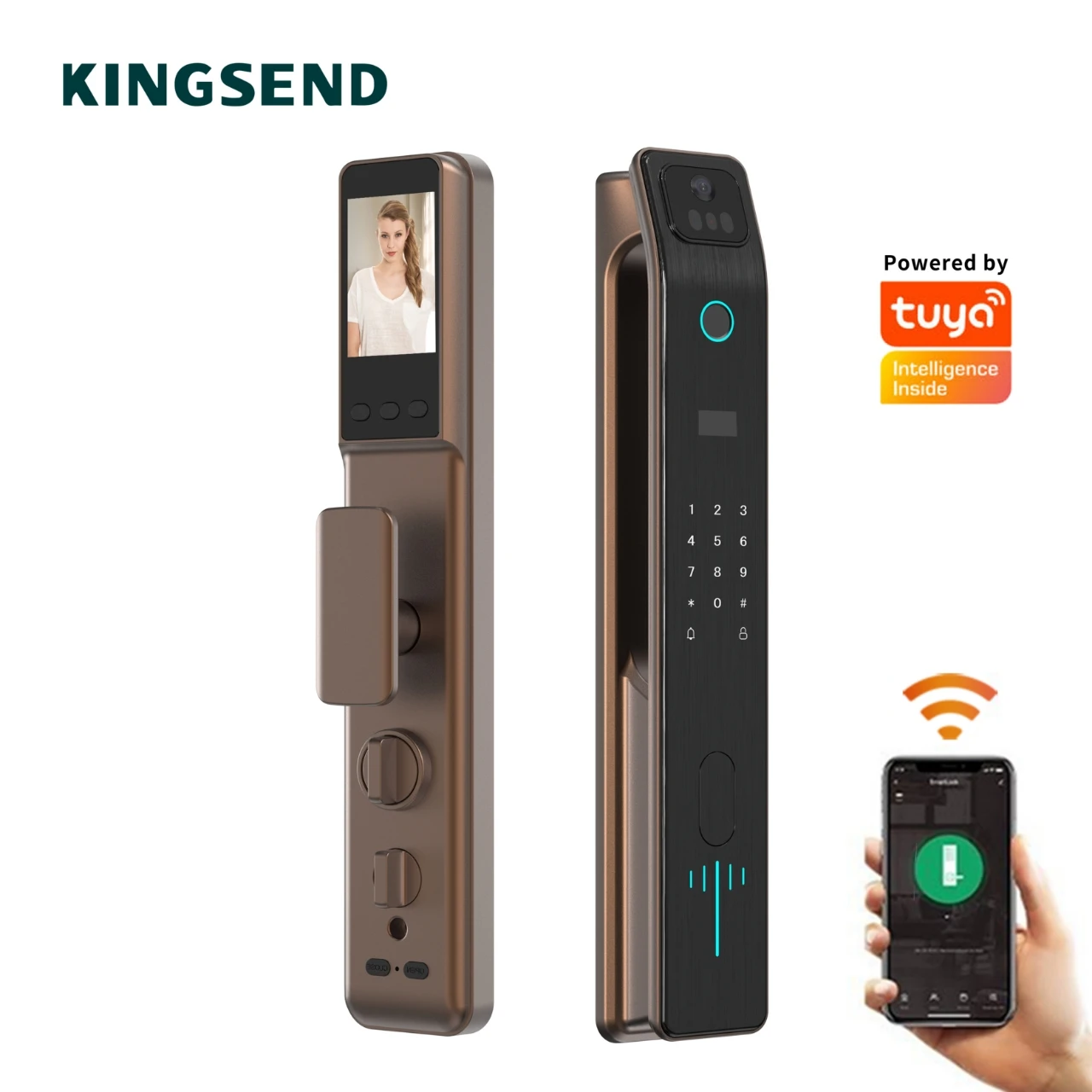 

Умный дверной замок Tuya с распознаванием лиц, отпечатков пальцев, дистанционным управлением и функцией видеодомофона в реальном времени