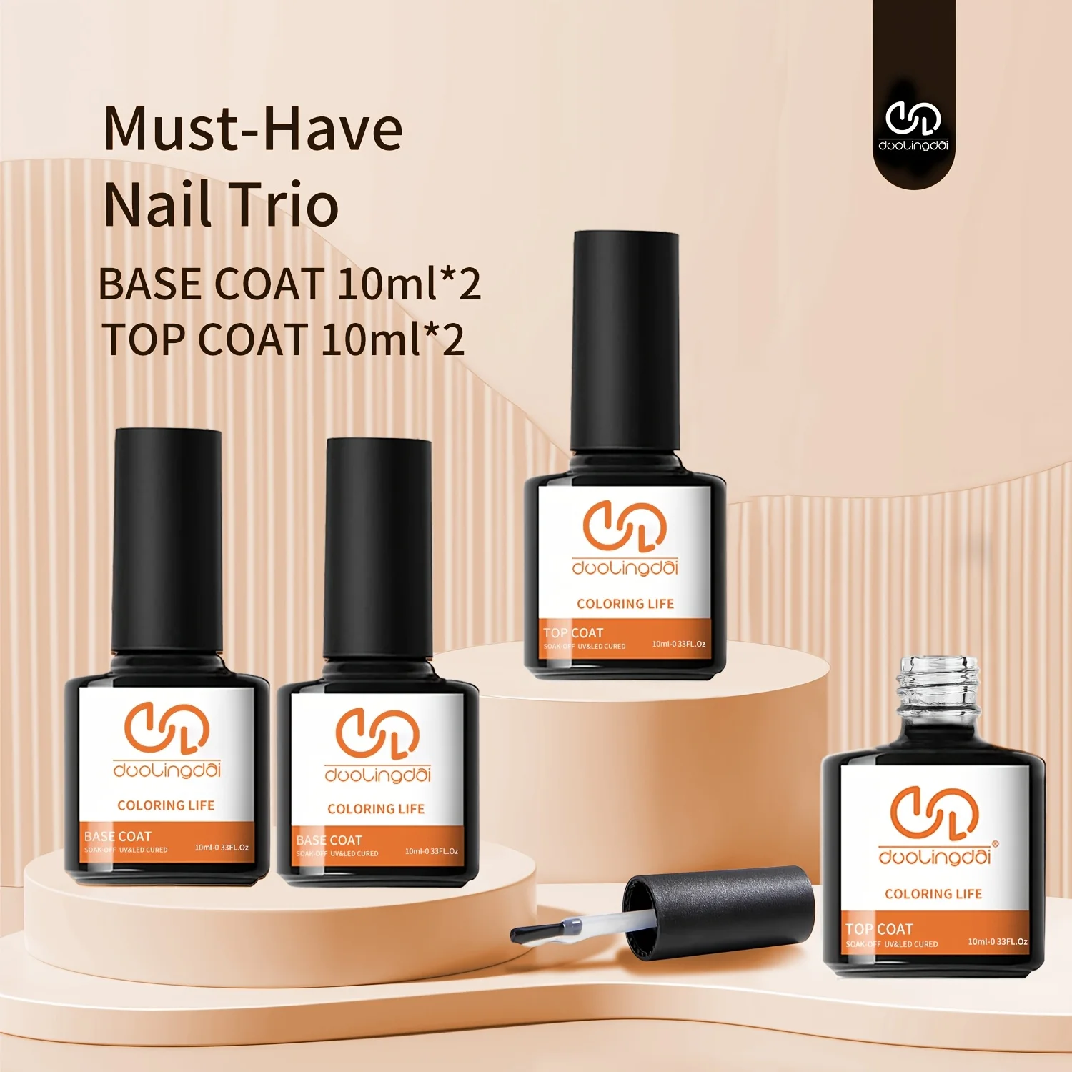 4 Pcs/Set Top Coat And Base Coat Clear Gel Nail Polish Kit Semi Permanent Nail Art Manicure Soak Off LED UV Gel Varnishes Set