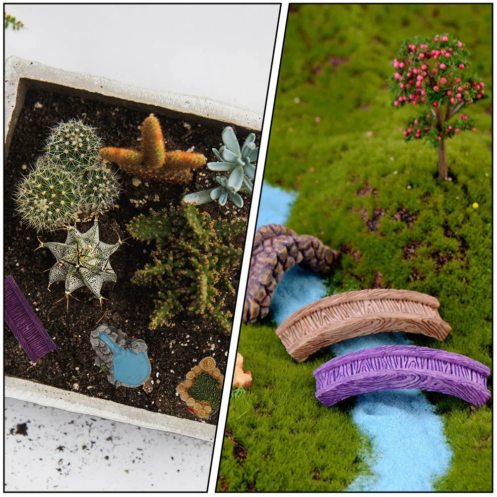 

5pcs Garden Ornament Resin Mini Statue For Outdoor Garden Decor Bonsai Landscape Accessory Pond Bridge Gardening Decor