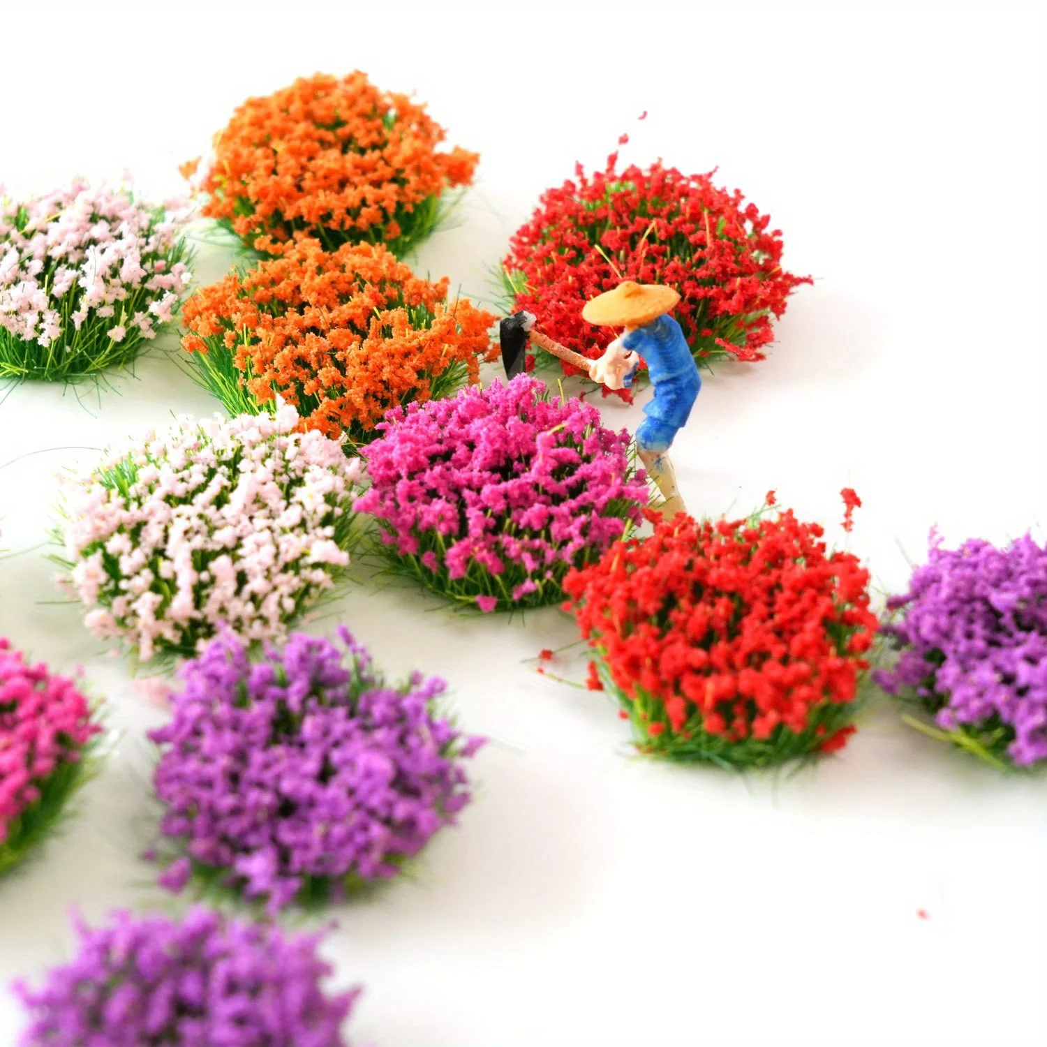 6cluster/caixa em miniatura cluster de flores coloridas, modelo em miniatura flores tufos estáticos para diorama suprimentos paisagens florestais