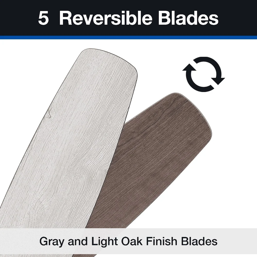 60インチの伝統的なシーリングファン、LEDライト、プルチェーン、リバーシブルブレード、屋内用、5枚羽根デザイン、広い部屋向け