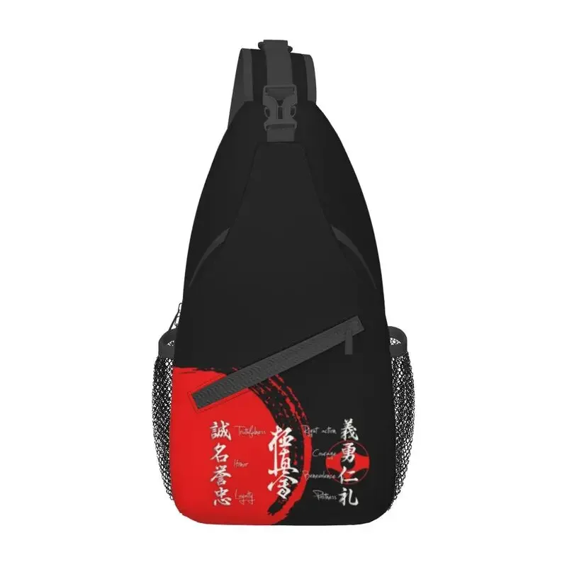 

Kyokushin Karate Bushido Values Sling Chest Bag Custom Martial Arts Shoulder Crossbody Backpack for Men Traveling Daypack