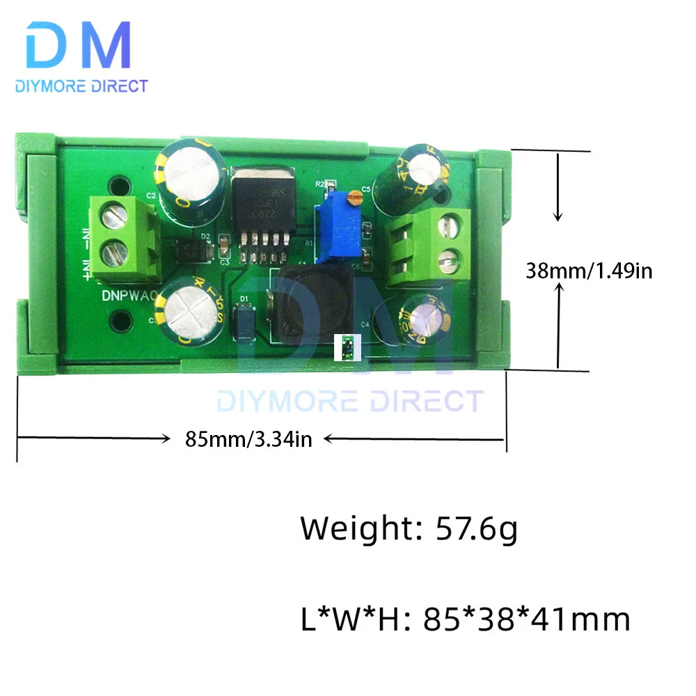 DIN Rail Mount Power Supply Module DC-DC Step-down Module 5V/12V/24V Adjustable Voltage Regulator 3A