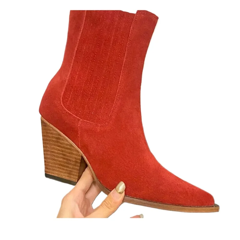 2024 Winter New Fashion Solid Color Ankle Boots for Women Europe and America Elegant Pointed High Heels Big Size Shoes 43 45 46