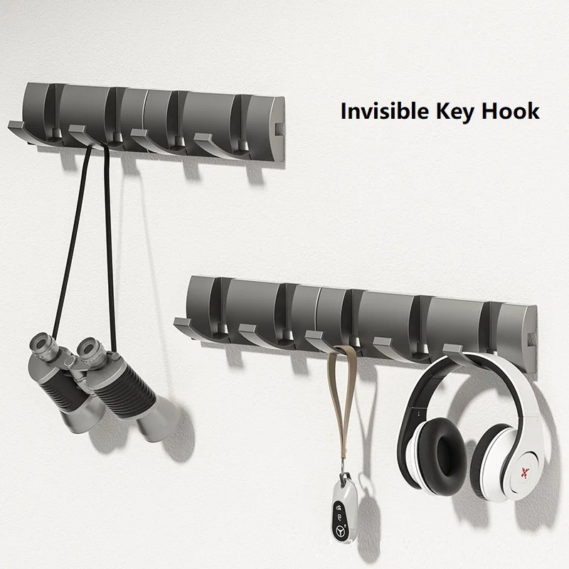 Invisible Wall Mounted Hook Self-adhesive Hook Wall Clothes Hanger Non Punching Hidden Hook Coat Robe Hook for Bathroom 1PCS