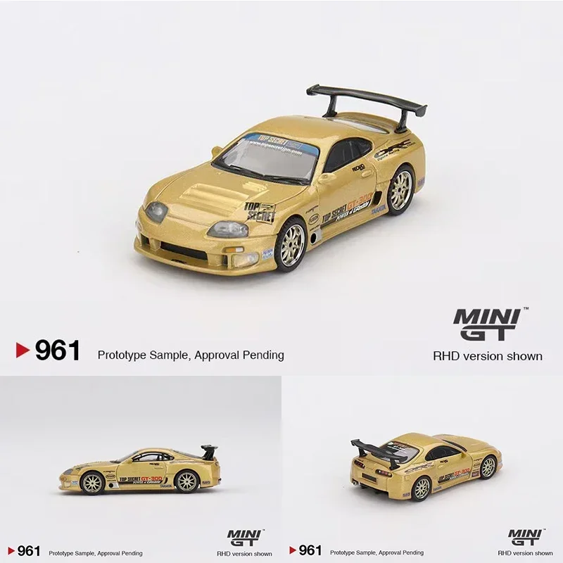 Pré-venda minigt 961 1:64 toyota supra a80 topo secreto gt300 topo secreto ouro diecast modelo coleção brinquedos