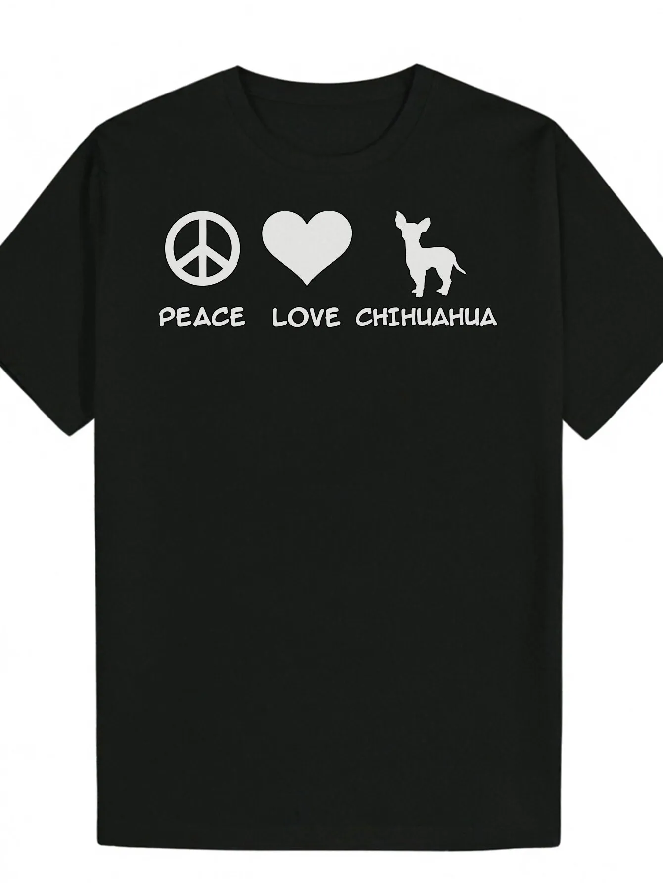 

Men's Black Peace Love Chihuahua Graphic T-Shirt