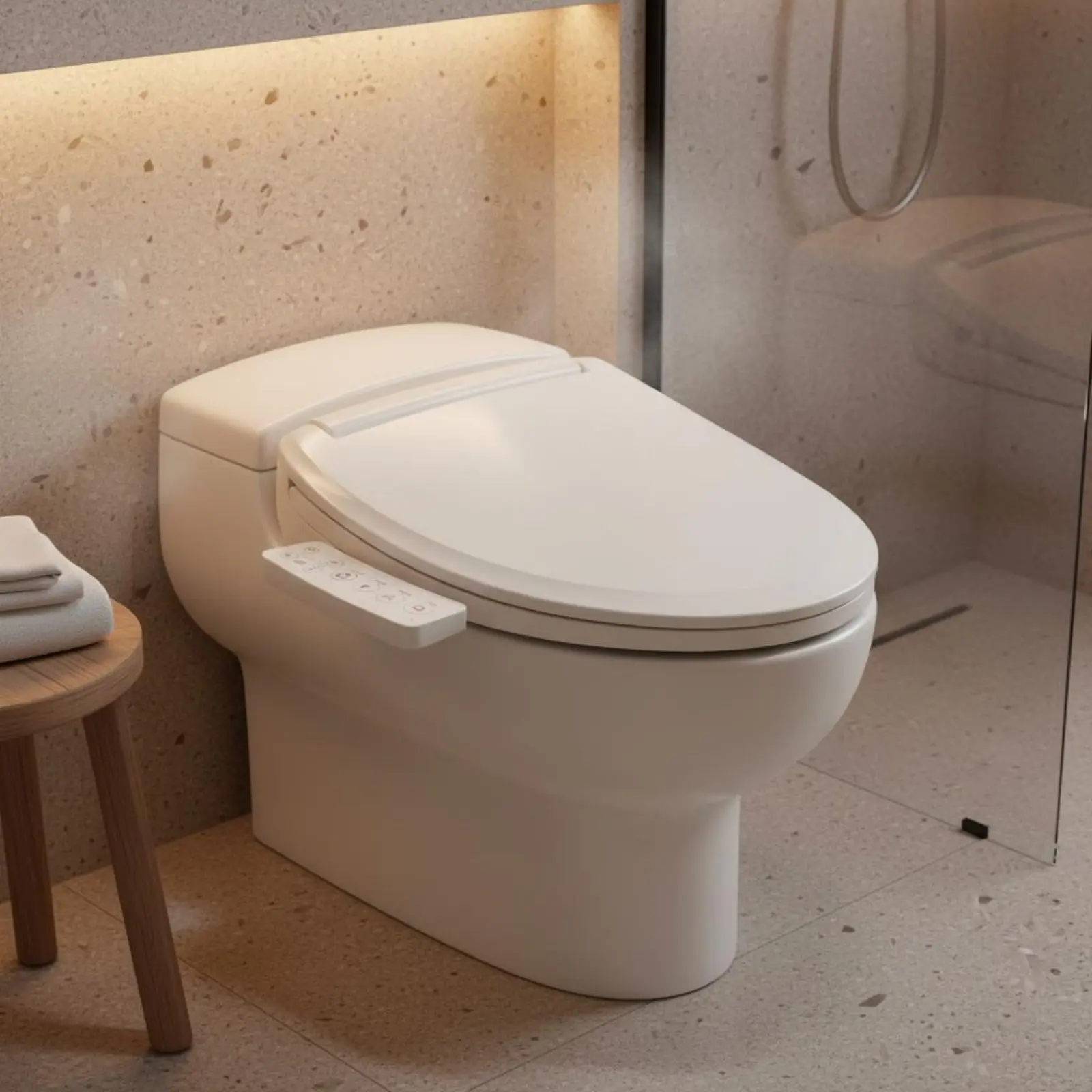 Bidet Toilet Seat Temperature Control Heated Bidet Toilet Bathroom Fixture Self-Cleaning Nozzle Autolift Lid view 3