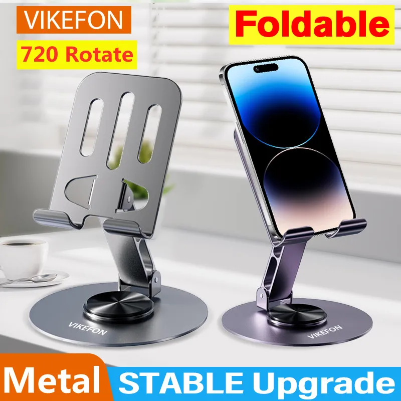 VIKEFON 720 Aluminum Alloy Portable Cell Tablet Holder For iPad Adjustable Fold Lazy Desktop Desk Live Mobile Phone Stand Mount