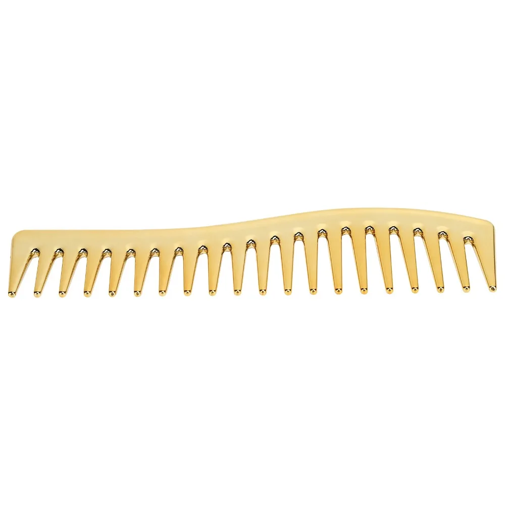 For Travel Use No Handle Wide Tooth Comb Plastic Gold Color Salon Comb Professional Large Size Shampoo Comb Home Use