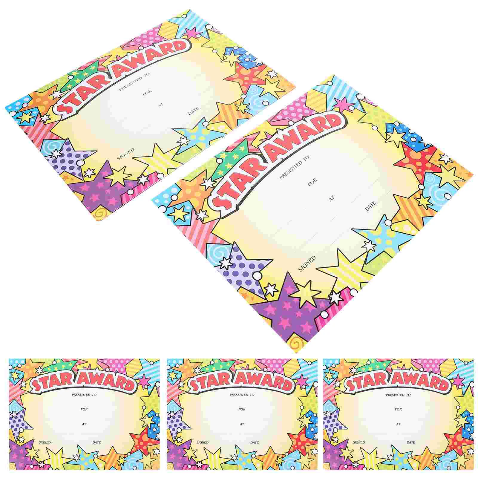 Cartoon Certificate Paper Preschool English Letters of Commendation Certificates Teaching Supplies Diploma Award for Kids