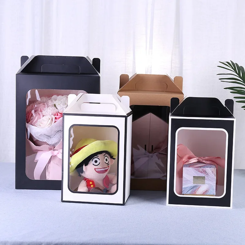 candy paper packaging flower gift box  gift bag portable window bag black white