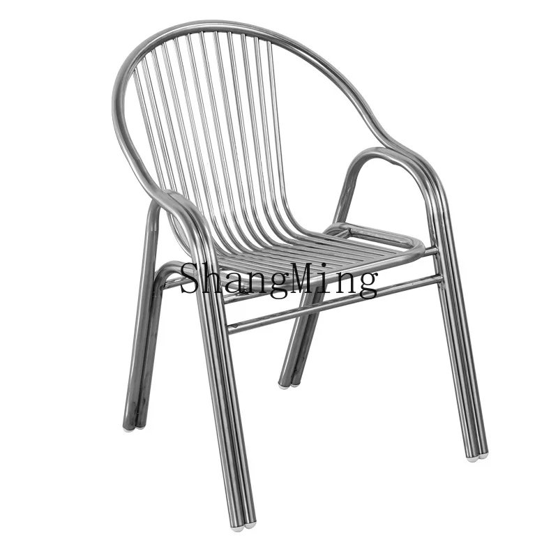 

CL Stainless Steel Backrest Double Tube Chair Outdoor Balcony Leisure Seat Commercial Catering BBQ Shop Stall Metal Dining Chair